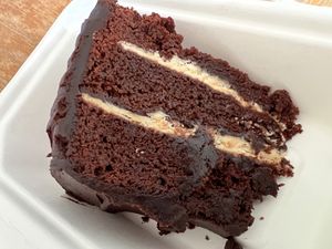 Vegan chocolate cake at Ian's Wee Cafe in Roslin