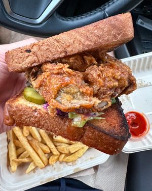 The Hot Maple Blue Oyster sandwich had a great flavor profile!   at Iconic Vegan Cafe in Dallas