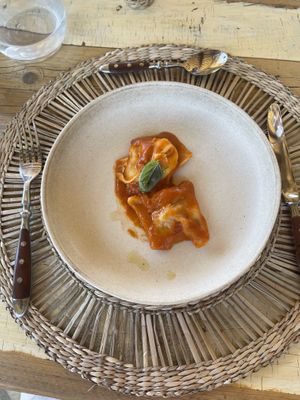 Almond ricotta tortellini   at il Brucaliffo Cucina in Castiglione Dorcia