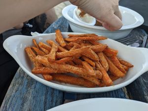 Sweet potato vegan fries at Fairways Inn in Sheffield
