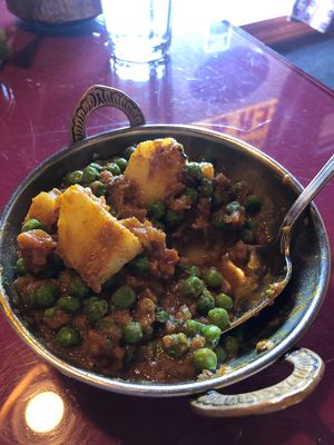Potato and Green Peas, delicious, not spicy! It comes with a side of rice at Himalayan Cuisine in La Mesa