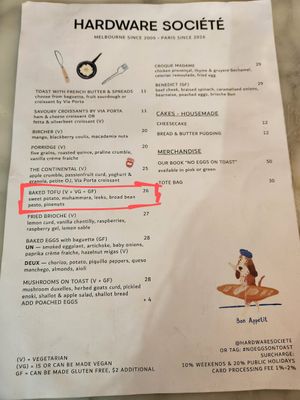 Only one vegan meal option at The Hardware Société in Melbourne