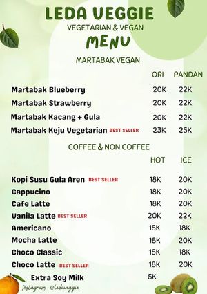 Menu at Leda Veggie in Jakarta