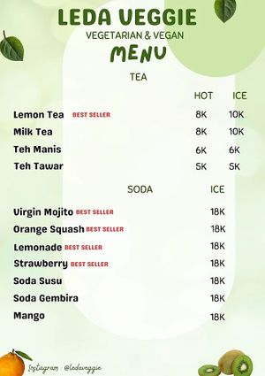 Menu at Leda Veggie in Jakarta