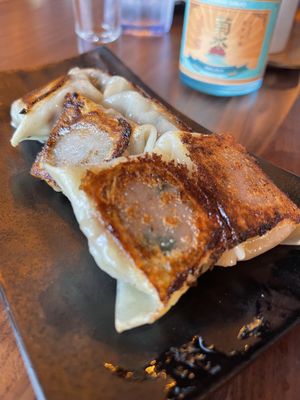 Impossible meat gyozas were really good!  at JINYA Ramen Bar - 2nd and PCH in Long Beach