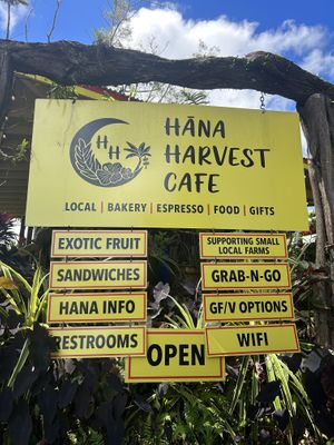 GF/V options listed on the sign outside! This is what made us pull in, and glad we did!   at Hana Harvest Cafe in Hana