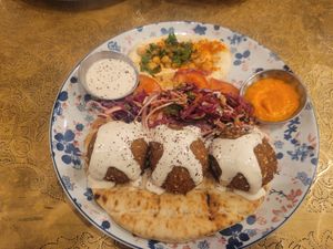 Falafel Open Wrap Platter (Vegan) at Comptoir Libanais in Ellesmere Port