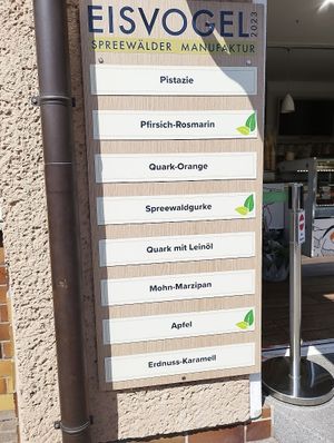 Kennzeichnung der Eissorten  at EISVOGEL - Spreewälder Manufaktur in Burg