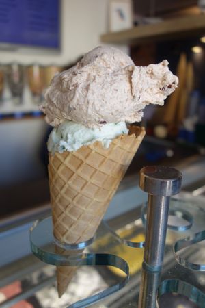 Spreewald cucumber, and plums with cinnamon (both vegan) at EISVOGEL - Spreewälder Manufaktur in Burg