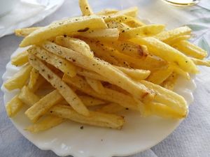 Fried potatoes at Vangelis Hotel Restorant in Himare