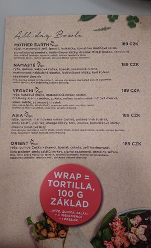 Bowl menu at Natoo   in Prague