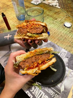 Vegan cheeseburger   at The Fitzgerald Burger Company in Valencia
