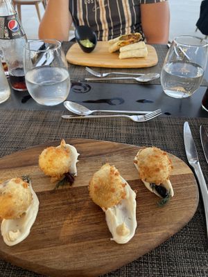 Vegan cheese Balls / background vegan burritos   at Elaia Vegan Restaurant - Maybe Closed in Zakynthos