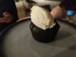 Chocolate brownie with coconut 🥥 ice cream at Elaia Vegan Restaurant - Maybe Closed in Zakynthos