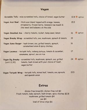 Vegan Menu at Cafe Inu in Carrington