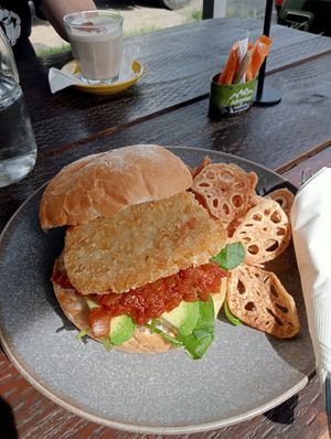 Sumo sandwich with lotus chips at Cafe Inu in Carrington