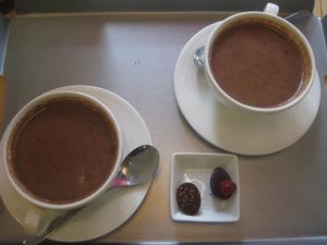 Soy milk hot chocolate at Laurent Gerbaud Chocolatier in Brussels