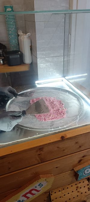 Mixing the ingredients at Chop and Roll in Kos