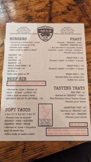 Menu side 1. at Three Tails Brewery in Mudgee