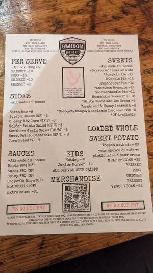 Menu side 2 (VG = vegan) at Three Tails Brewery in Mudgee