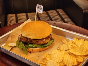Vegan burger at Three Tails Brewery in Mudgee