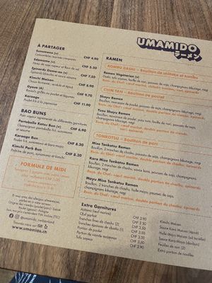 Menu  at Umamido Rive in Geneva