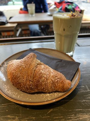 Vegan croissant with apricot jam inside   at A Little Lost in Munich