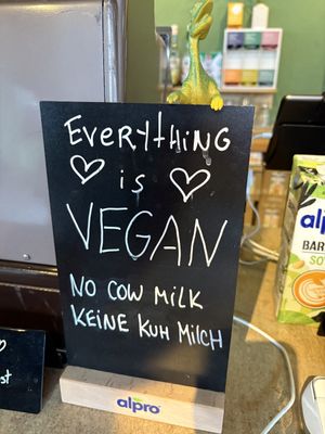 Several vegan signs reiterated everything is vegan 🥰  at A Little Lost in Munich