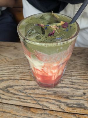 Iced matcha strawberry at A Little Lost in Munich