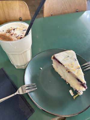 Chai Latte & Blueberry Lemon Cake  at A Little Lost in Munich