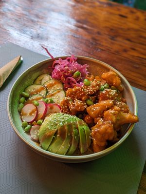 Cauli poke bowl at Plant. Eat. Licious in Bath