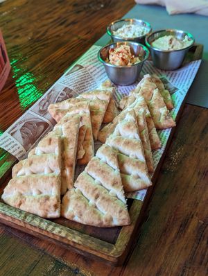 Pita bread share plate at Plant. Eat. Licious in Bath