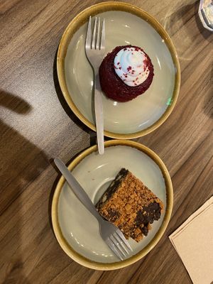 Red velvet cake and Biscoff Rocky Road slice  at Plant. Eat. Licious in Bath