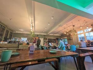 Seating area inside at Plant. Eat. Licious in Bath