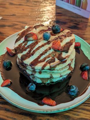 Pancake stack at Plant. Eat. Licious in Bath