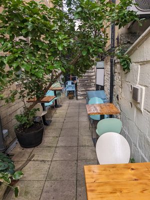 The courtyard at Plant. Eat. Licious in Bath