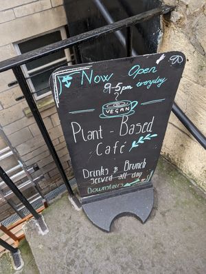 The sign to make sure you know you're going the right way! at Plant. Eat. Licious in Bath