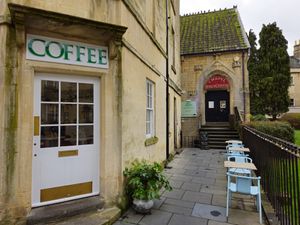 Hidden entrance behind Oxfam at Plant. Eat. Licious in Bath