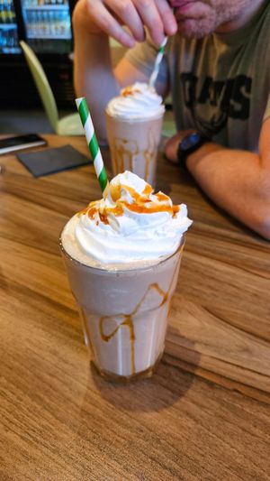 Salted caramel milkshakes at Plant. Eat. Licious in Bath