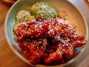 Bang bang cauliflower poke bowl at Plant. Eat. Licious in Bath