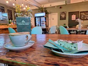 Rhubarb cheescake at Plant. Eat. Licious in Bath