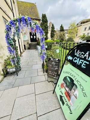 Entrance from the pavement   at Plant. Eat. Licious in Bath