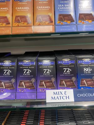 Dark Chocolate Bar Section | Have More Vegan Options Please! 😢  at Ghirardelli Ice Cream and Chocolate Factory Outlet in San Leandro
