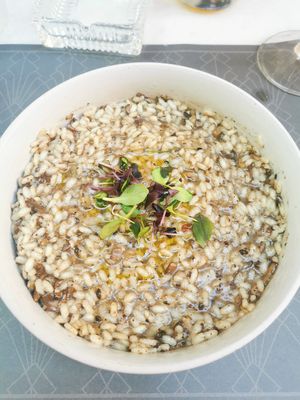 Vegan mushroom risotto at Lyra in Athens