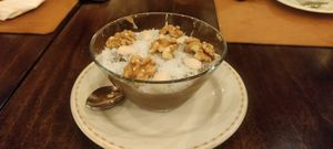 Vegan dessert with rice and conamon at Mayrig in Beirut