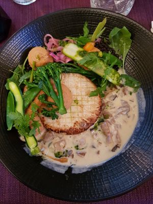 Celery with beluga lentils and mushroom sauce at Hea Maa in Parnu