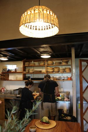 Staff - Open Kitchen at Aguacate Veggie Bar in Oaxaca