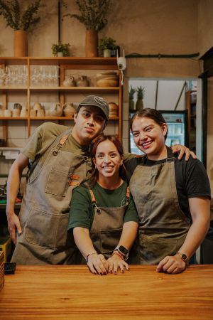 Staff at Aguacate Veggie Bar in Oaxaca