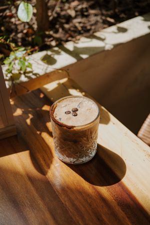 Mezcalina de Café Oaxaqueño con Leche de Soya at Aguacate Veggie Bar in Oaxaca