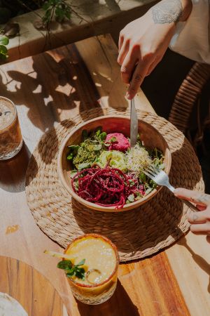 Budha Bowl de Lentejas & Mezcalina Tropical at Aguacate Veggie Bar in Oaxaca